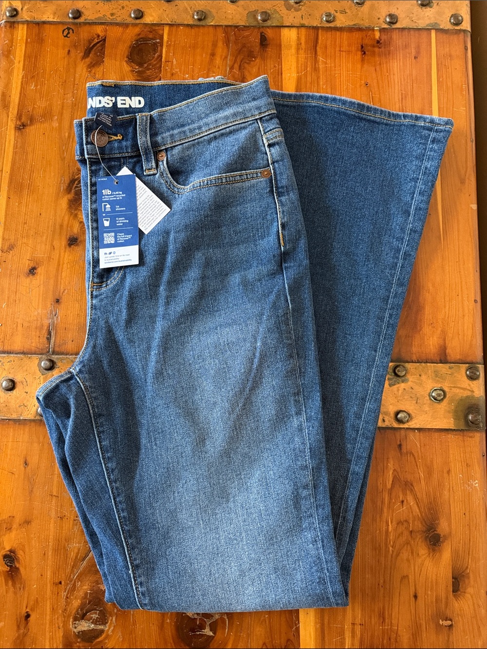 Lands' End Women's Medium Blue Wide Leg Jeans